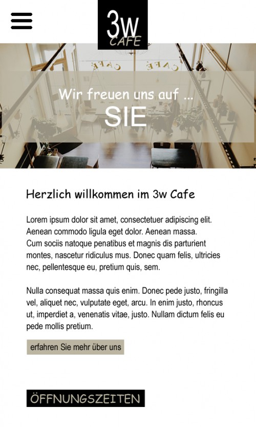 Mobile Ansicht Startseite