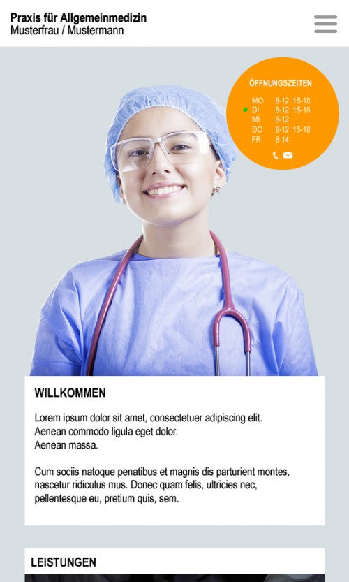 Mobile Ansicht Startseite